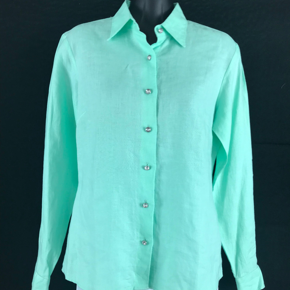 Womens Michael Kors Button Linen Blouse Size 4 Top